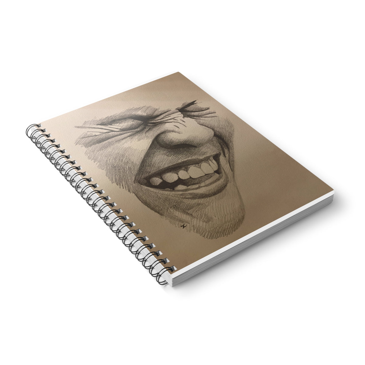 A5 Wire-bound Notebook — The Laugh an Expressive Pencil Sketch Laugh Cover
