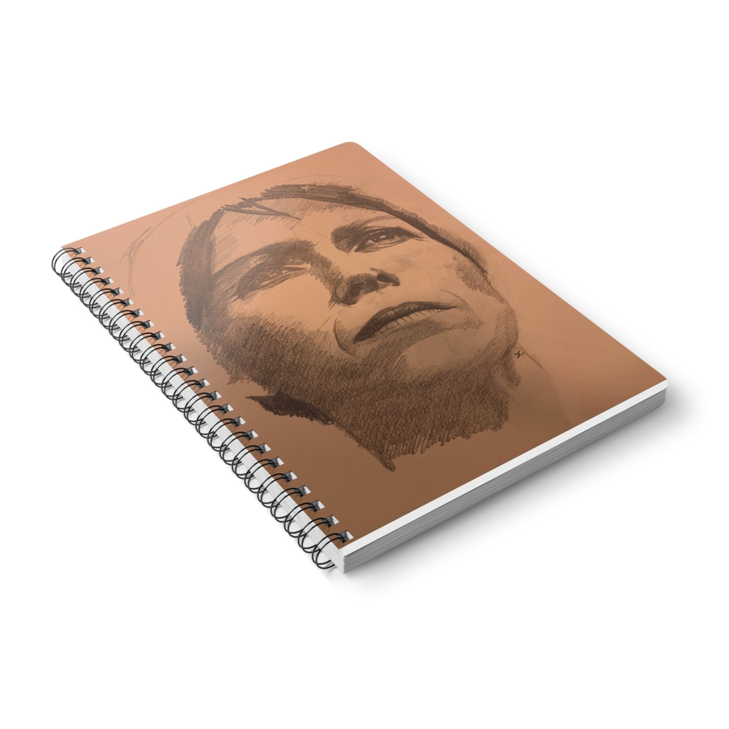 An original JC-Portraits drawing, A5 Wire-bound Notebook — I Wonder-Portrait Sketch Cover, Artist Journal & Lined Notebook