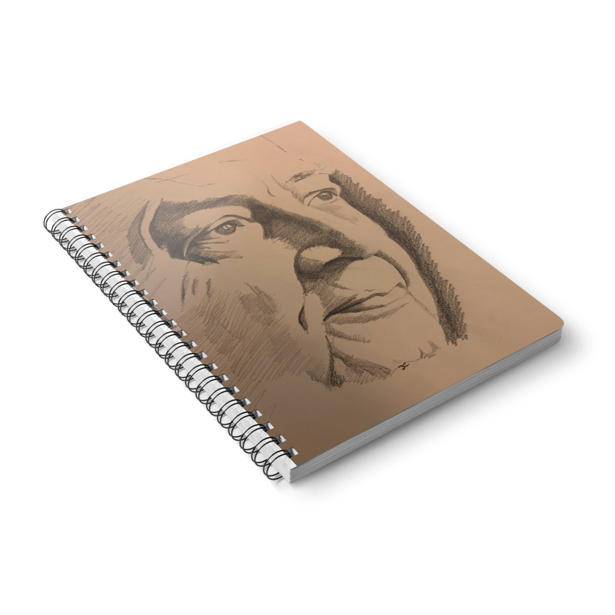 Portrait Sketch A5 Wire-bound Notebook — Wise Eyes - Original JC Portraiture Art -Lined Journal for Artists & Writers