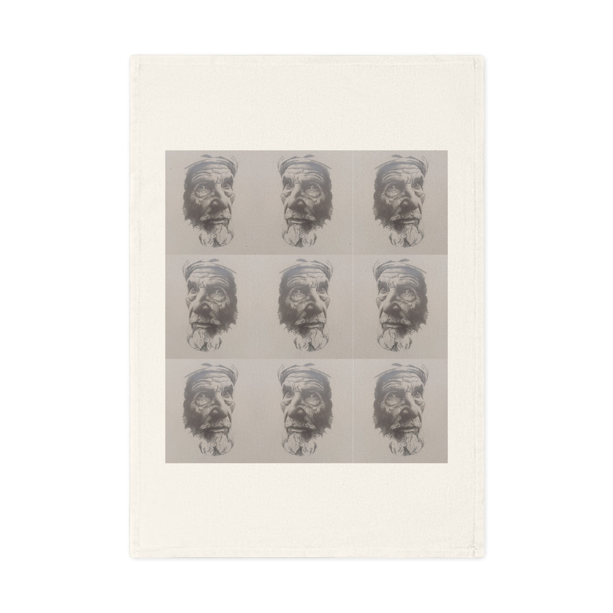 An Original JC-Portraits Drawing — Tea Towel — The Moroccan Farmer Portrait Grid