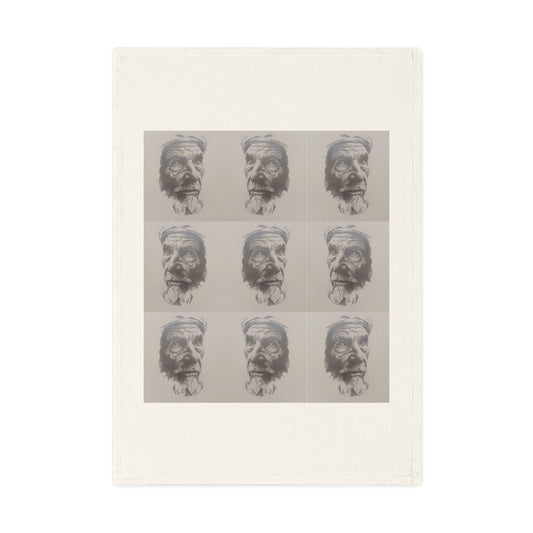 An Original JC-Portraits Drawing — Tea Towel — The Moroccan Farmer Portrait Grid