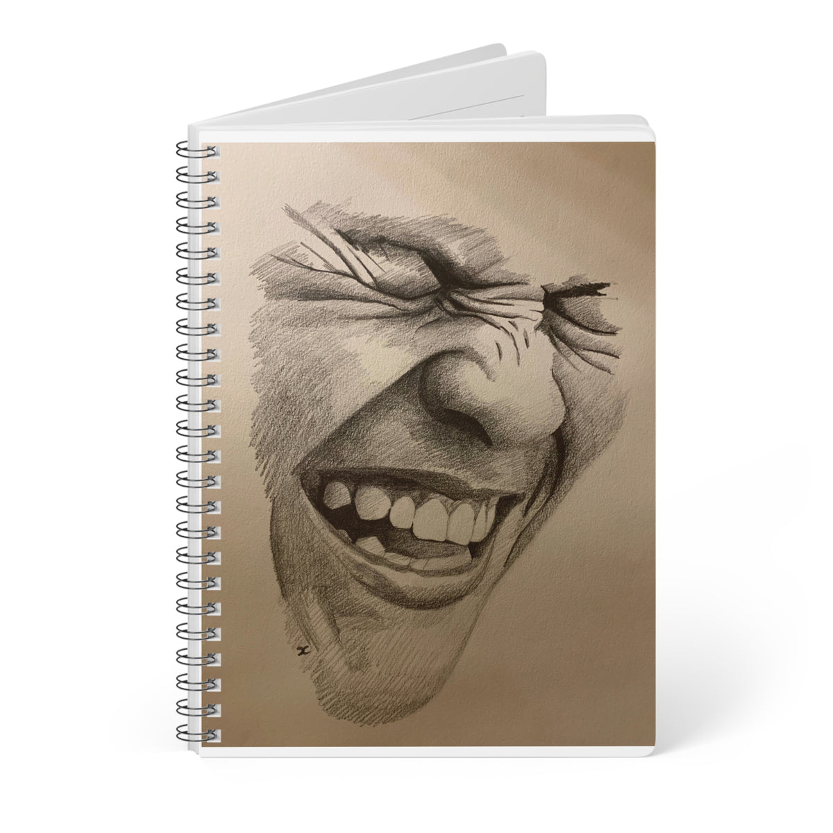 A5 Wire-bound Notebook — The Laugh an Expressive Pencil Sketch Laugh Cover