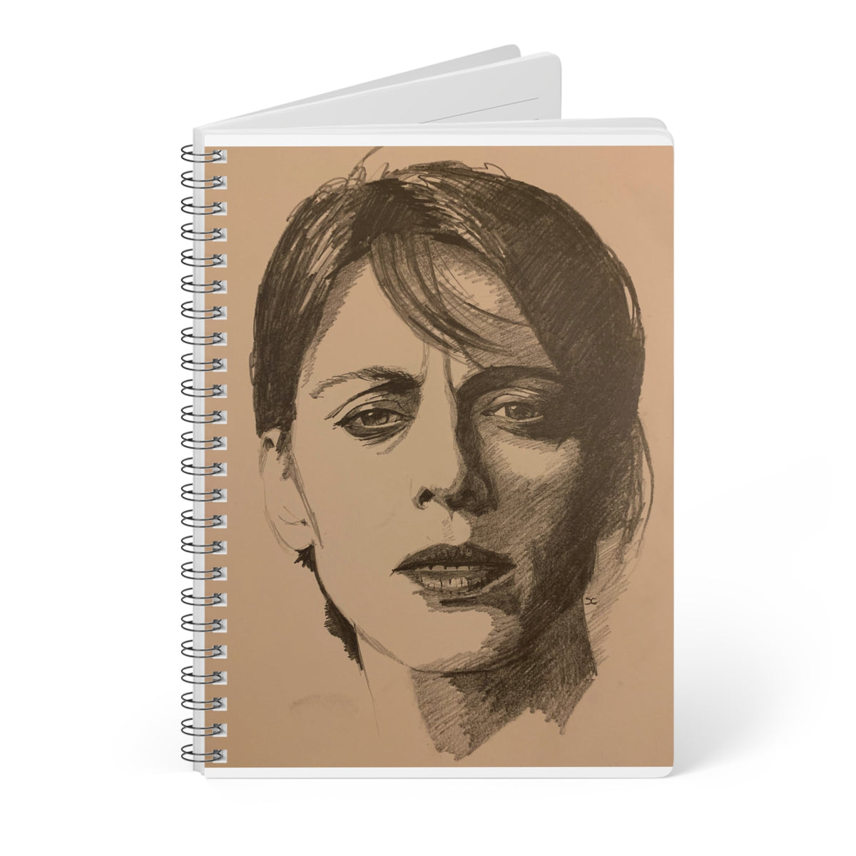 Deep Thought portrait wire-bound A5 Notebook — Lined Journal for Artists & Writers