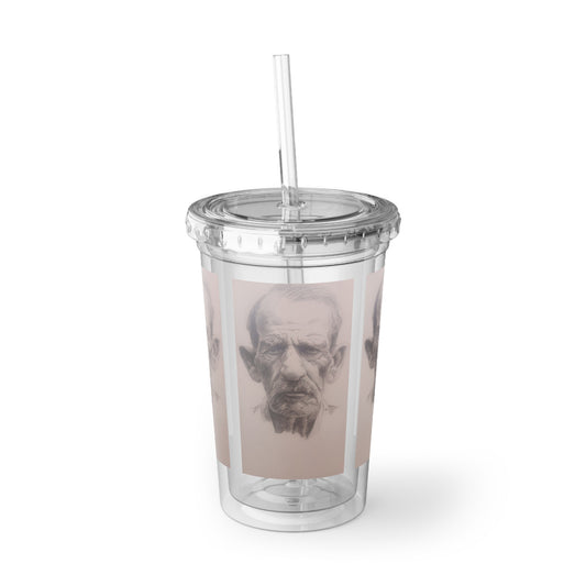 Old Cowboy JC Portrait Acrylic Tumbler — Suave Gothic Face Design
