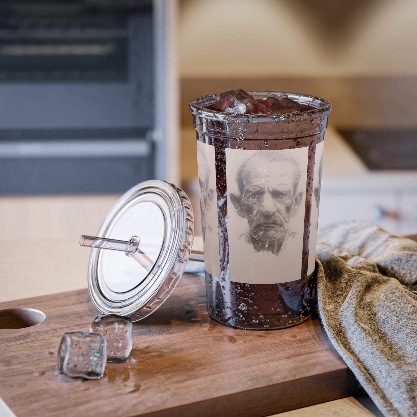 Old Cowboy JC Portrait Acrylic Tumbler — Suave Gothic Face Design