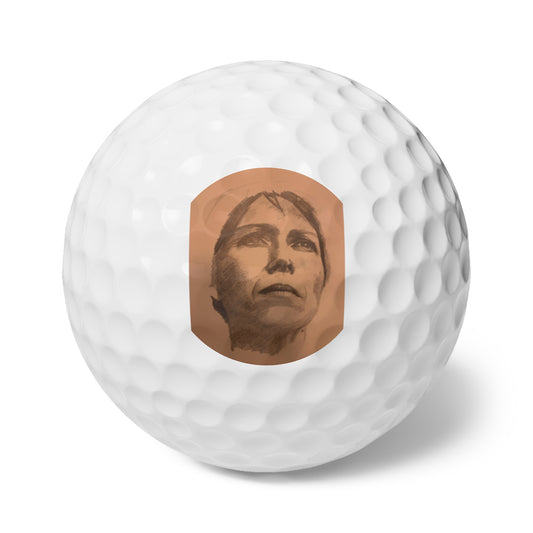 An original JC-Portraits drawing, Golf Balls, Pensive Thought, 6pcs