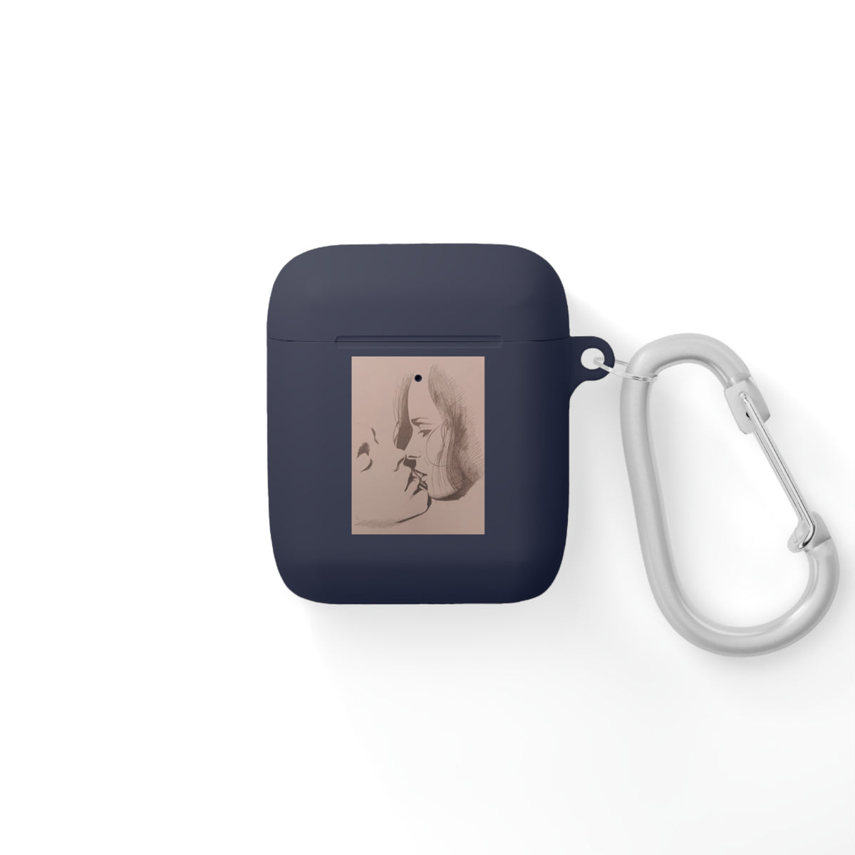 The Kiss - Artistic Portrait AirPods Case - Minimal Face Sketch & Monogram Design