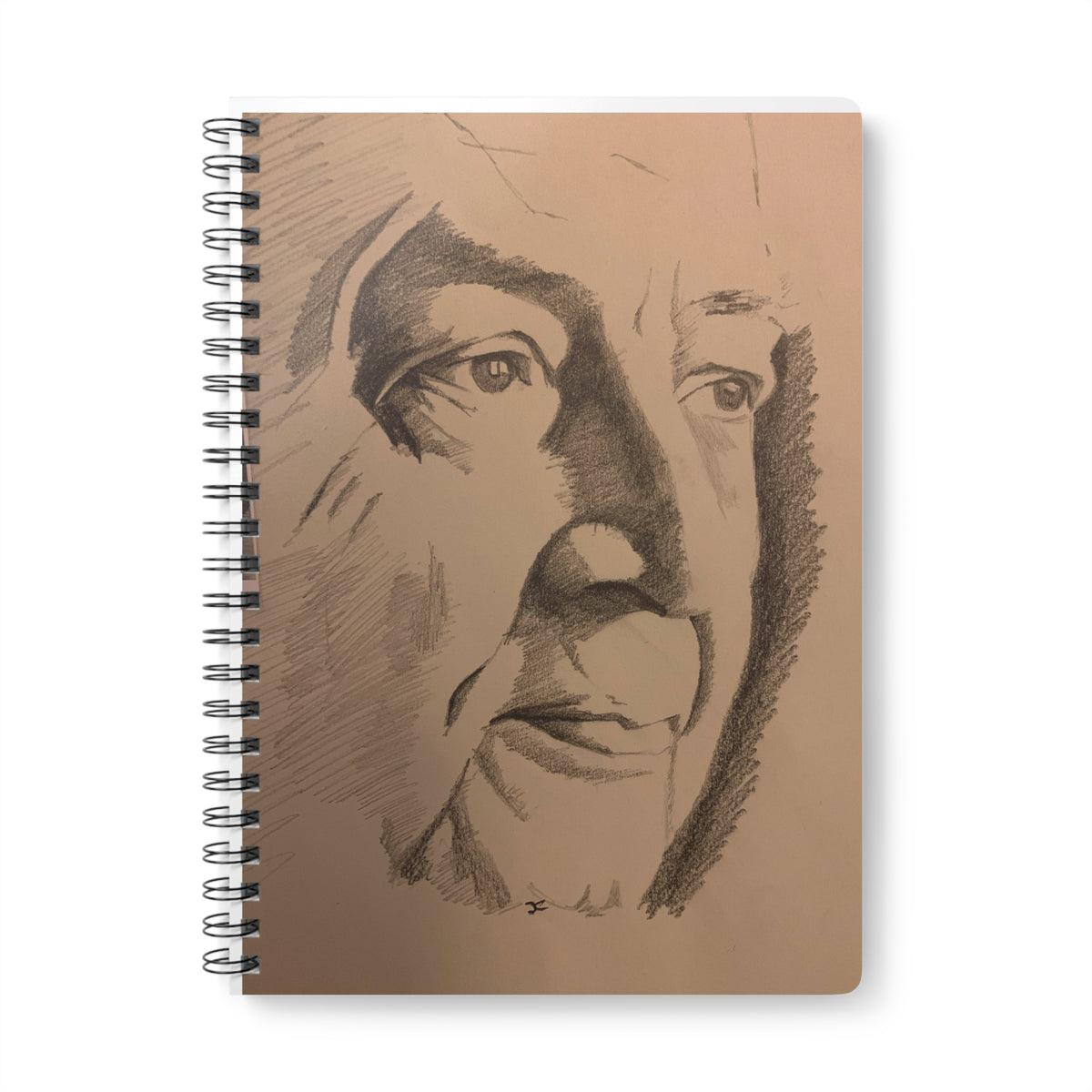 Portrait Sketch A5 Wire-bound Notebook — Wise Eyes - Original JC Portraiture Art -Lined Journal for Artists & Writers