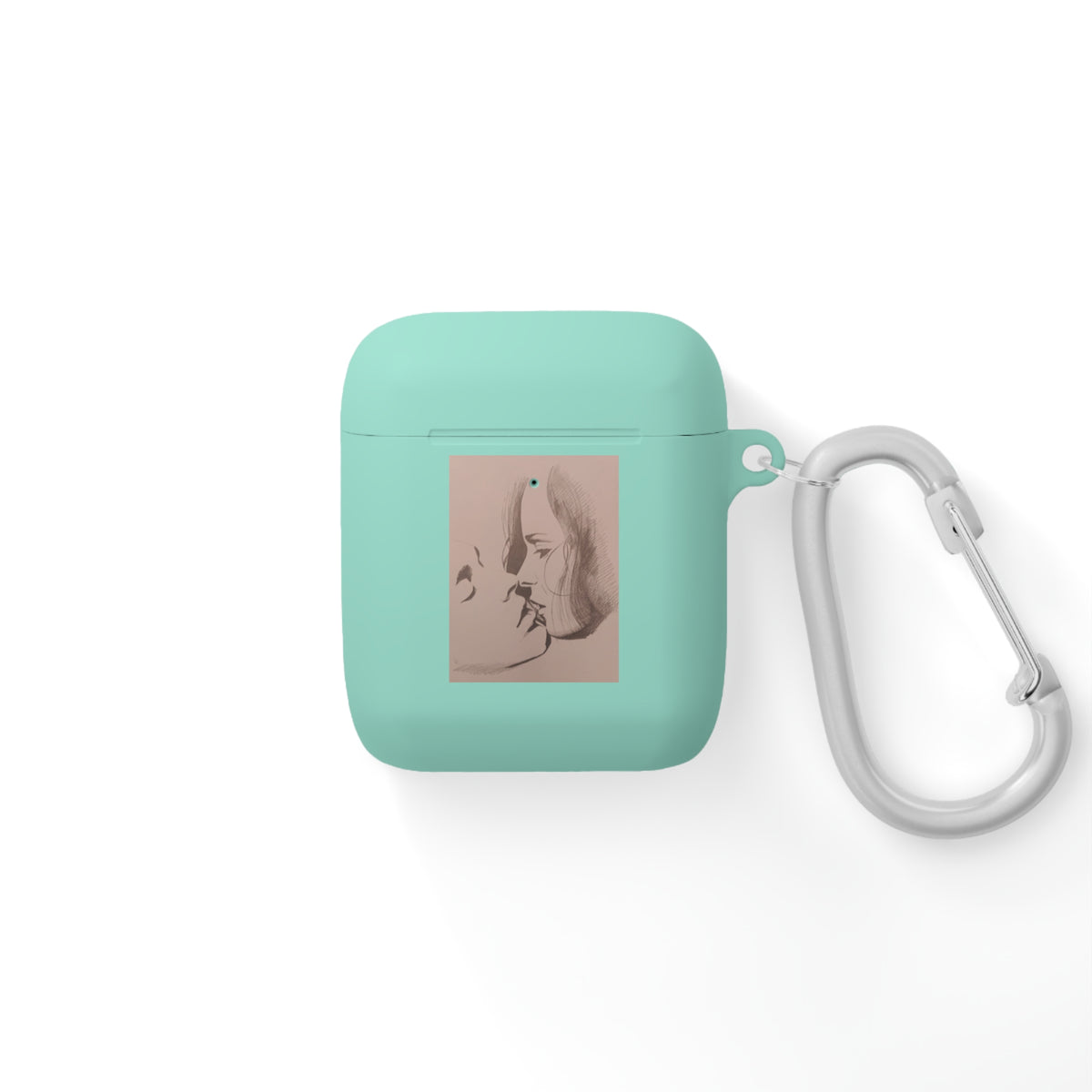 The Kiss - Artistic Portrait AirPods Case - Minimal Face Sketch & Monogram Design