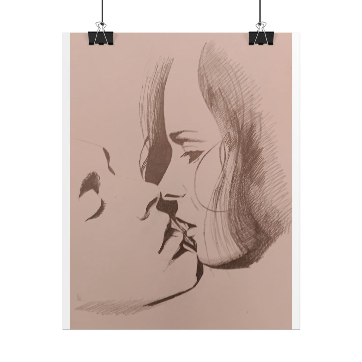Rolled Poster — The Kiss - Minimalist Pencil Sketch Art Print