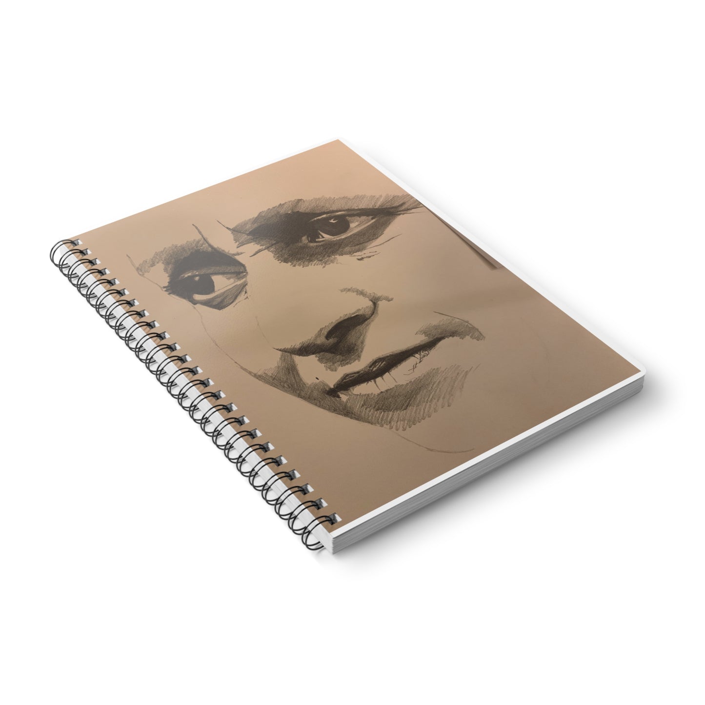 An original JC-Portraits drawing, A5 Wire-bound Notebook — I Believe - Hand-Drawn Portrait Sketch Cover — Artist Sketchbook, Lined Journal