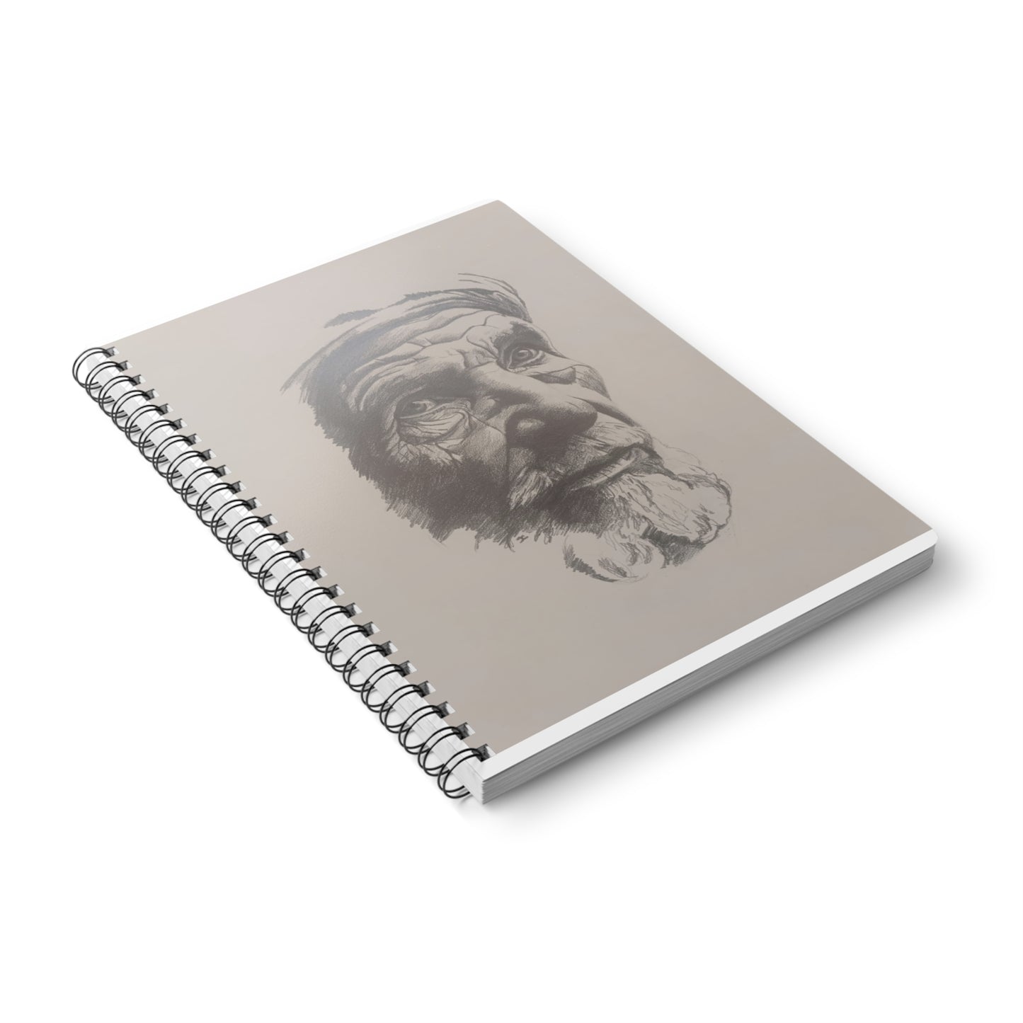 A5 Wire-bound Notebook — Moroccan Farmer - Detailed Portrait Sketch Cover, Lined Journal for Artists & Writers