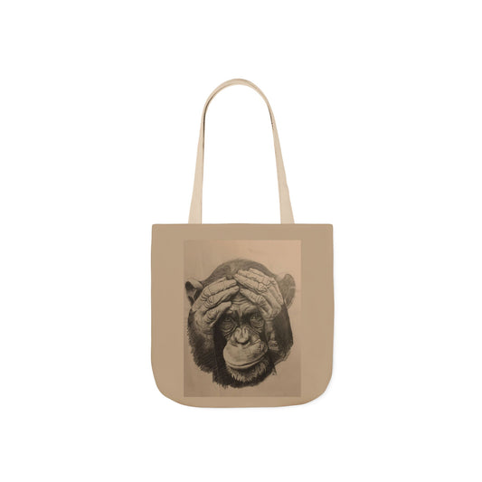 Chimpanzee Sketch Canvas Tote — Playful Monkey Art Tote Bag