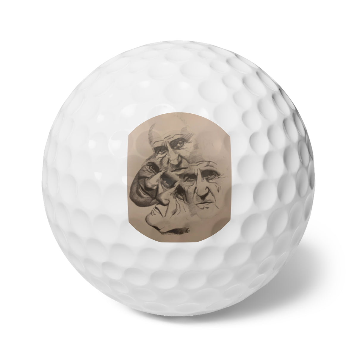 An original JC-Portraits drawing, Golf Balls, Multi Face, 6pcs