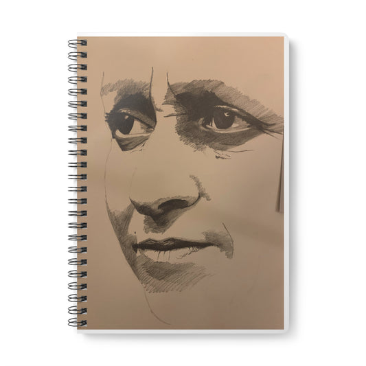 A5 Wirobound Notebook — Hand-Drawn Portrait Sketch Cover | Artist Sketchbook, Lined Journal