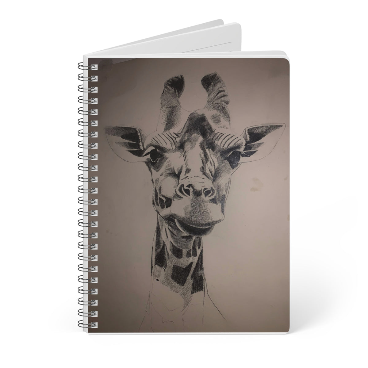 Giraffe Sketch A5 Spiral Notebook — Hand-Drawn Wildlife Journal