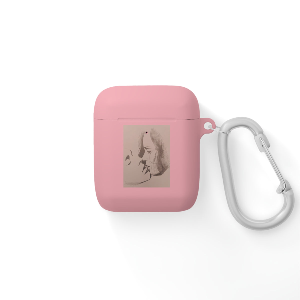 The Kiss - Artistic Portrait AirPods Case - Minimal Face Sketch & Monogram Design