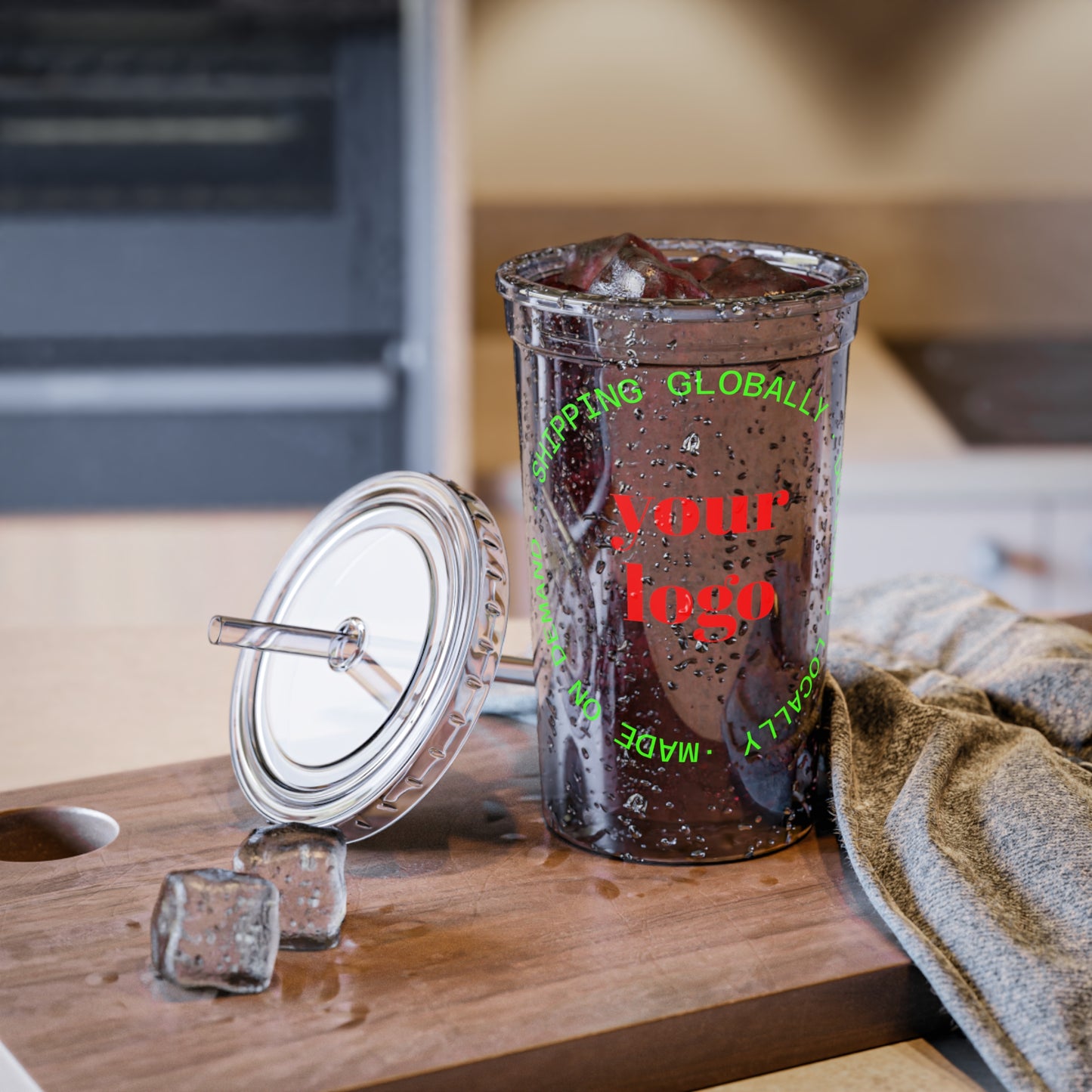 Clear Acrylic Tumbler with Straw — Custom Logo Cold Cup