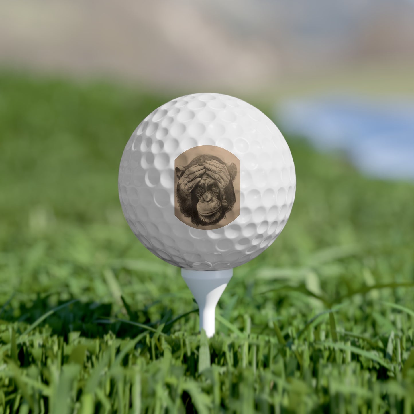 An original JC-Portraits drawing, Golf Balls, Chimpanzee, 6pcs
