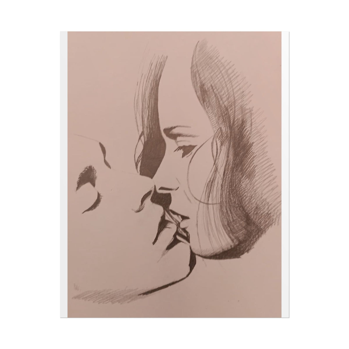Rolled Poster — The Kiss - Minimalist Pencil Sketch Art Print