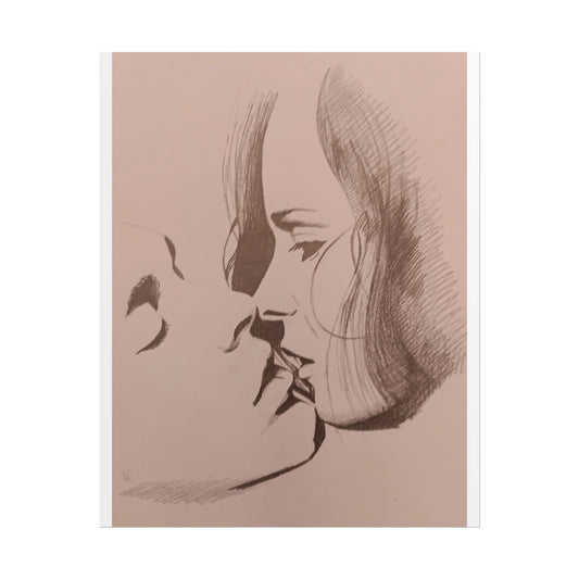Rolled Poster — The Kiss - Minimalist Pencil Sketch Art Print