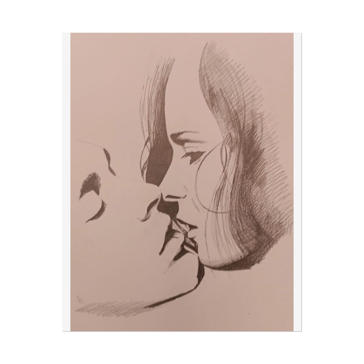 Rolled Poster — The Kiss - Minimalist Pencil Sketch Art Print