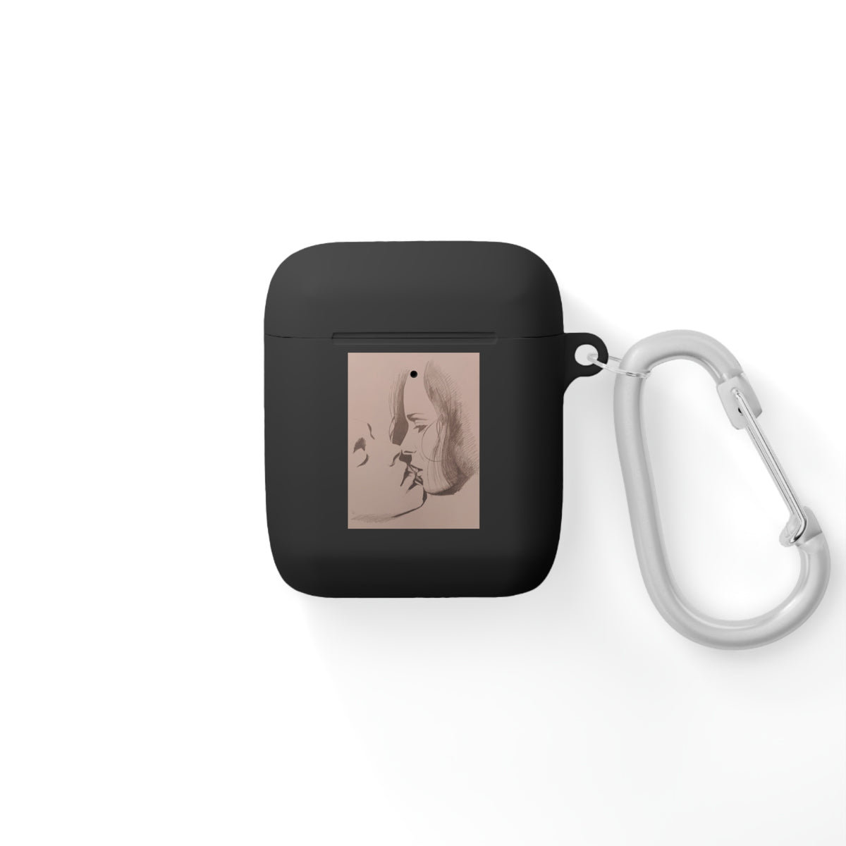 The Kiss - Artistic Portrait AirPods Case - Minimal Face Sketch & Monogram Design