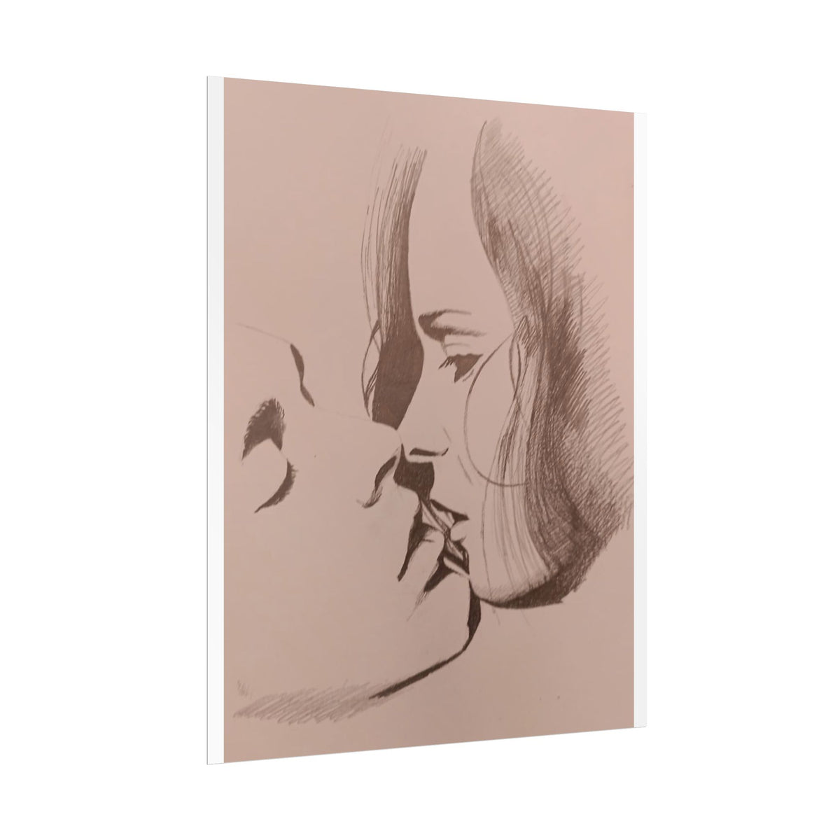 Rolled Poster — The Kiss - Minimalist Pencil Sketch Art Print
