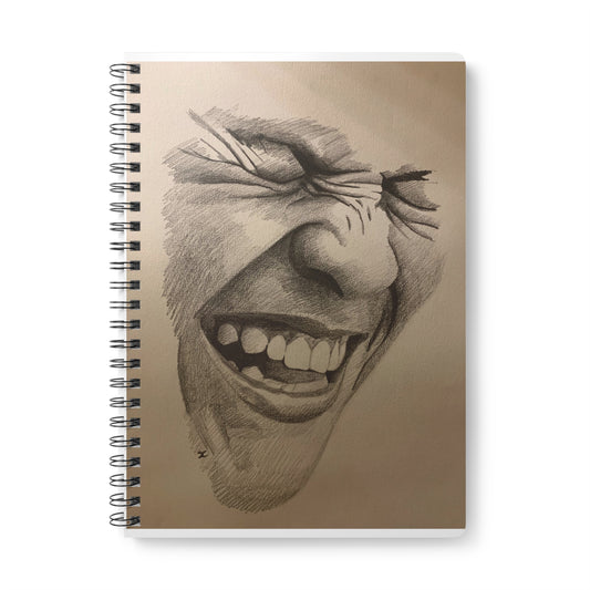 A5 Wirobound Notebook — Expressive Pencil Sketch Laugh Cover