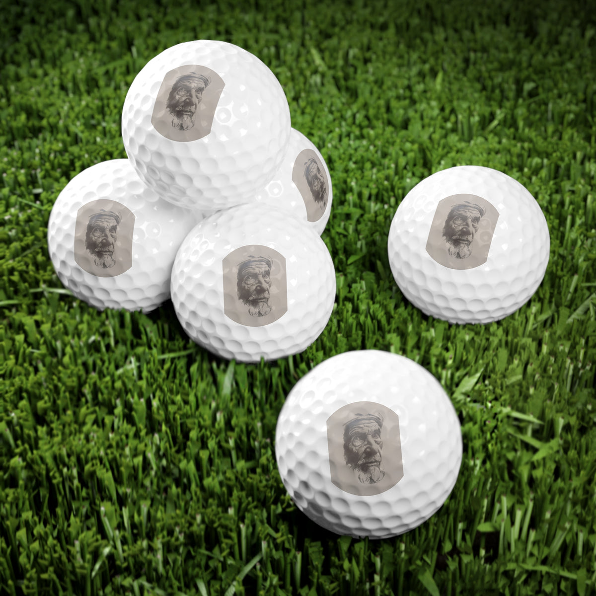 An original JC-Portraits drawing, Golf Balls, Moroccan Farmer, 6pcs