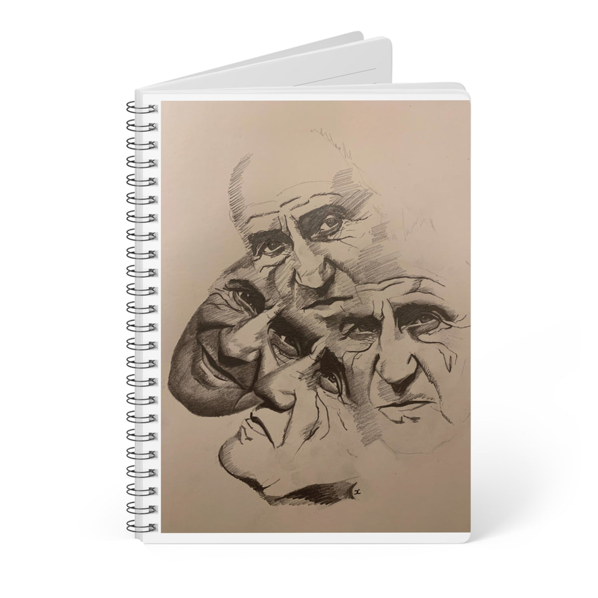 A5 Wire-bound Sketch Notebook — Multiple Portrait Pencil Art Cover
