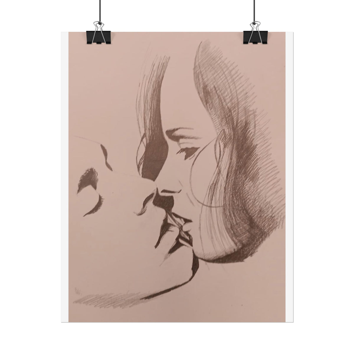 Rolled Poster — The Kiss - Minimalist Pencil Sketch Art Print