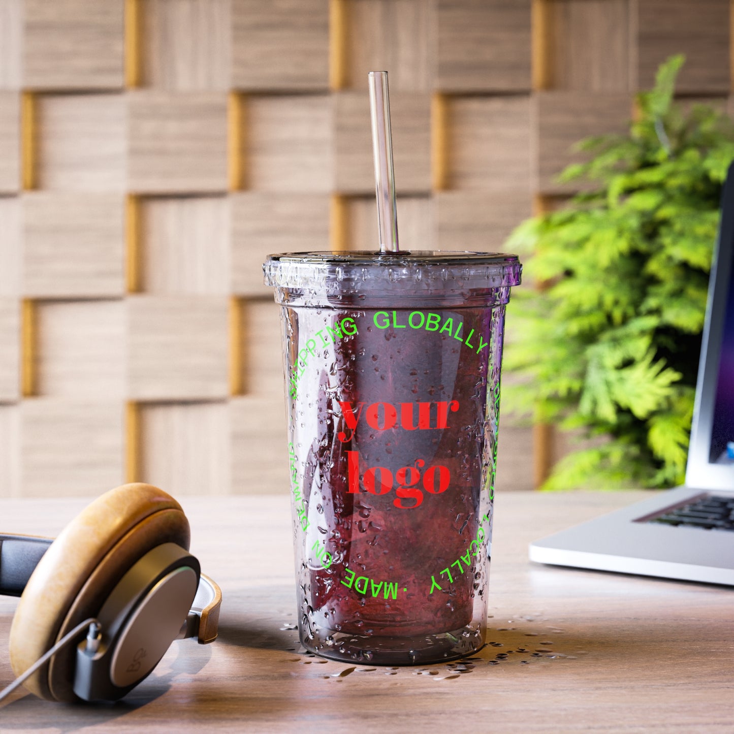 Clear Acrylic Tumbler with Straw — Custom Logo Cold Cup