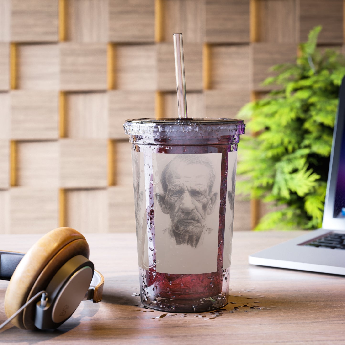 Old Cowboy JC Portrait Acrylic Tumbler — Suave Gothic Face Design