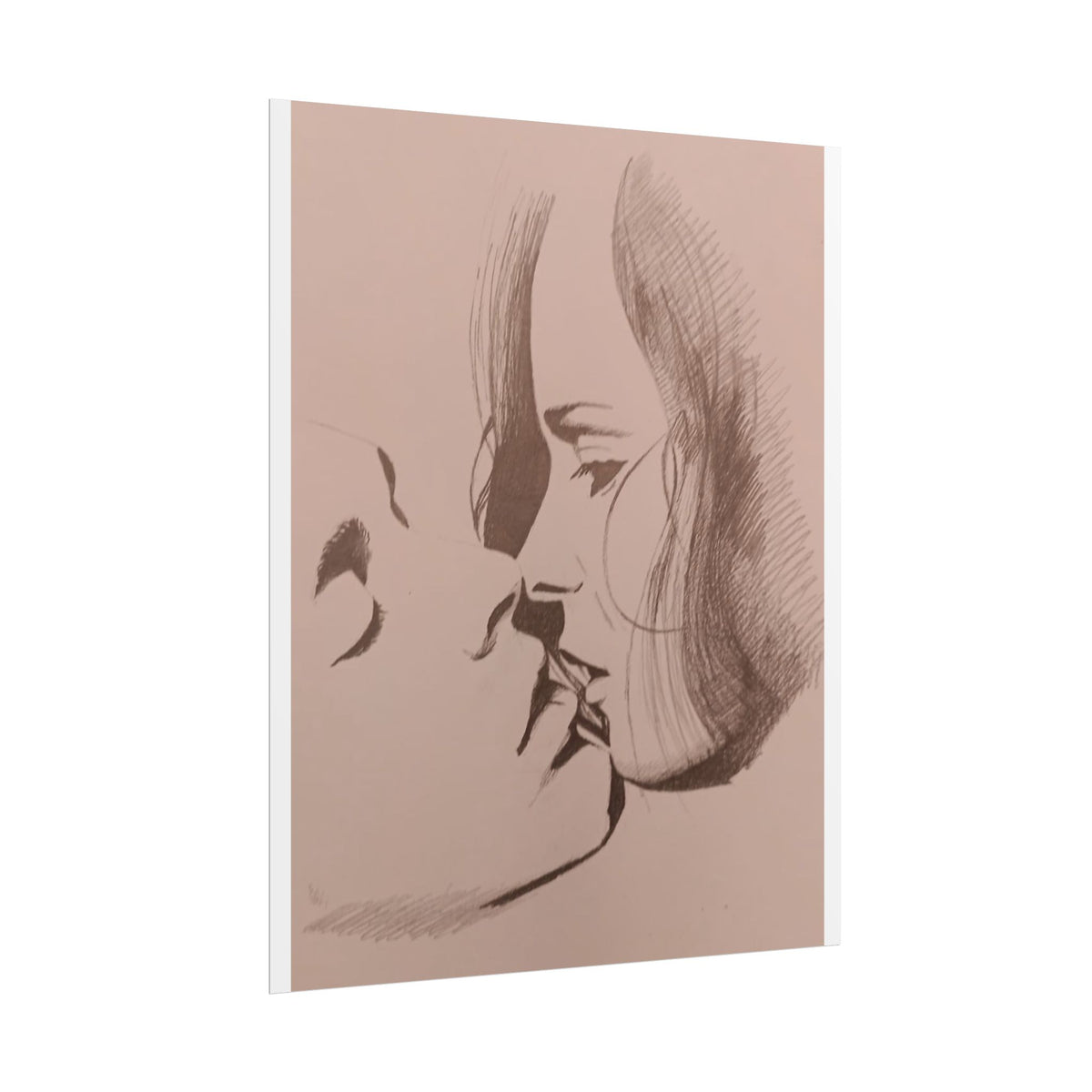 Rolled Poster — The Kiss - Minimalist Pencil Sketch Art Print