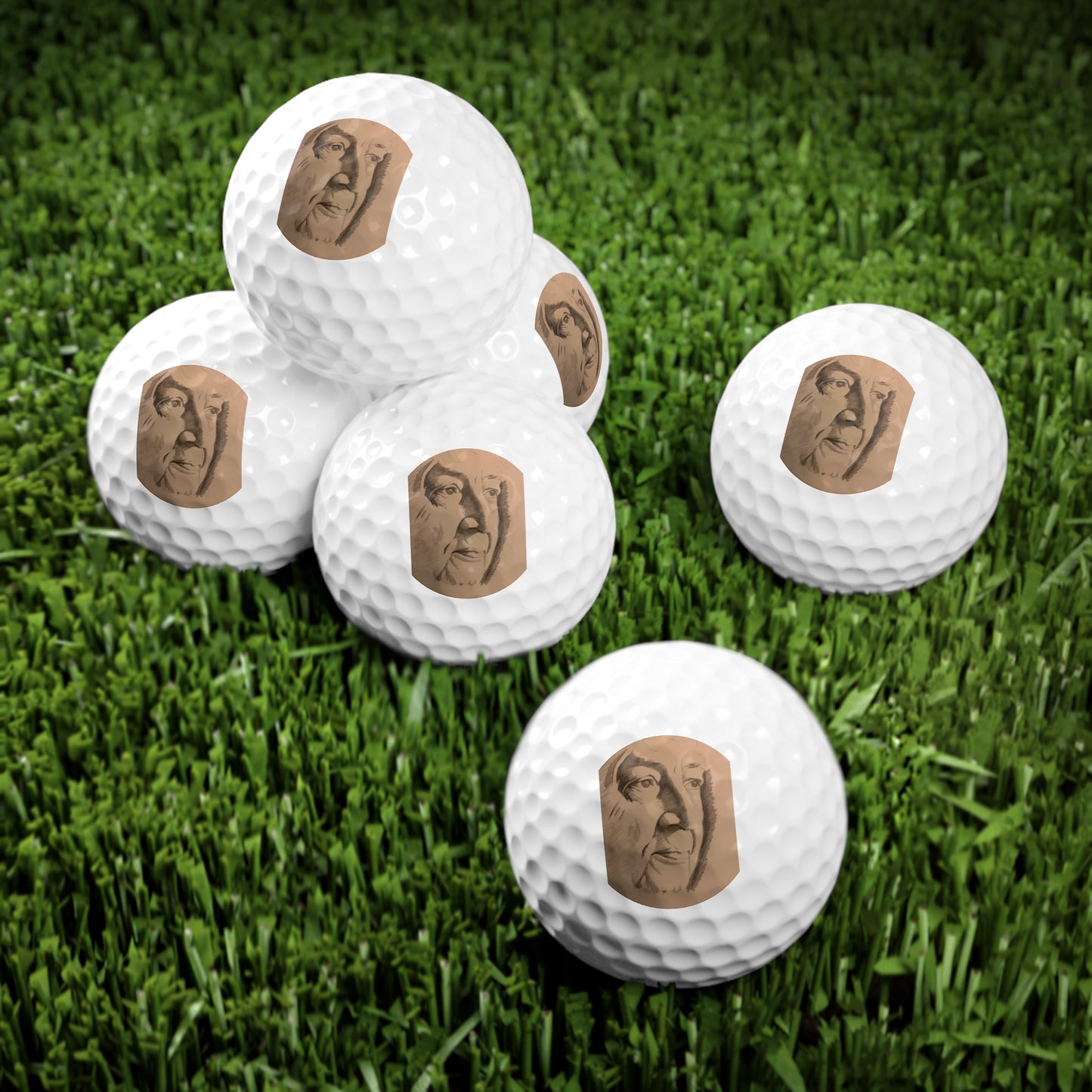 An original JC-Portraits drawing, Golf Balls, Slesley, 6pcs