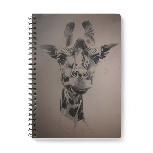 Giraffe Sketch A5 Spiral Notebook — Hand-Drawn Wildlife Journal