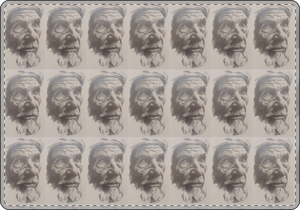 An original JC-Portraits drawing, MacBook Case — Repeating Grayscale Moroccan Farmer Portrait Pattern